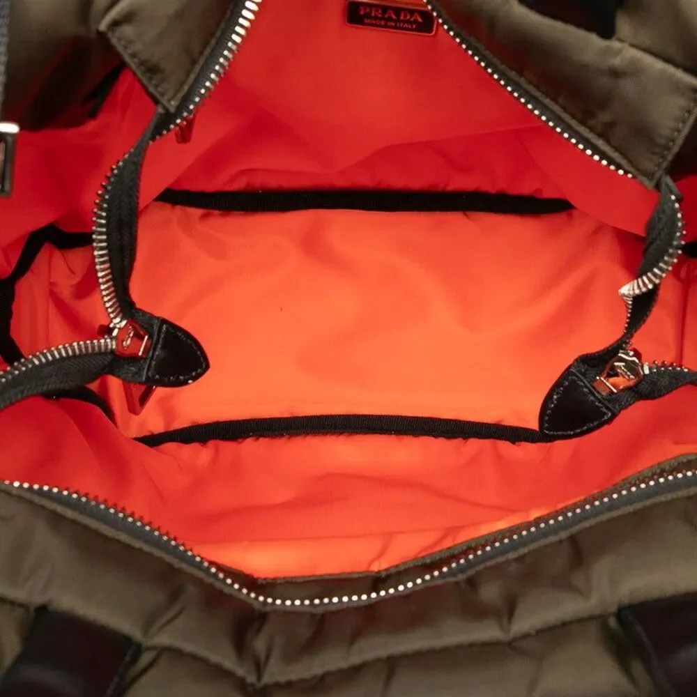 Prada Triangle Logo Plate Tote Bag